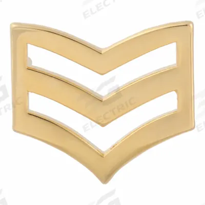 HEROS PRIDE Metal Rank Insignia: SGT. Chevron, 3/4 in, Gold, Metal, Clutch Pin, Rank Insignia - Metallic Insignia