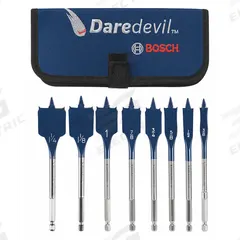 BOSCH Spade Drill Bit Set: 6 in Overall Lg, Bright (Uncoated), 1/4 in Shank Hex Size, 8 Drill Bits (MPN DSB5008P). Key specifications — attr277223: BOSCH; attr255674: Bright (Uncoated); attr255683: Carbon Steel.