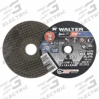 WALTER Abrasive Cut-Off Wheel: Type 1, 3" x 1/16" x 3/8", Aluminum Oxide, 24 Grit, ZIP (MPN 11L313). Key specifications — Series: ZIP; Brand: WALTER SURFACE TECHNOLOGIES.