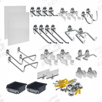TRITON PRODUCTS Pegboard Panel Kit: Round, 1/8 in Peg Hole Size, 22 in x 18 in x 1/8 in, White (MPN 990-S). Key specifications — Material: Polypropylene; Peg Hole Shape: Round; Includes: (2) Large Standard Spring Clips; Color: White; Brand: TRITON PRODUCTS.