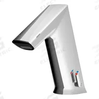 SLOAN Bathroom Sensor Faucet: BASYS, Cast Zinc, Chrome Finish, Single-Post, Hardwired, Aerated (MPN EFX200.502.0000). Key specifications — Brand: SLOAN; Includes: Battery Back Up (4) AA Alkaline Battery; Series: BASYS.