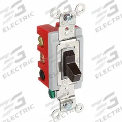 HUBBELL Wall Switch: Toggle Switch, Double Pole/Double Throw, Maintained, Brown, 120/277V AC, 20 A (MPN HBL1386). Key specifications — Illuminated: No; Voltage Rating: 120/277V AC.