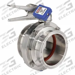 VNE Butterfly Valve: 1 in Pipe Size, Clamp, 145 psi Max. Pressure (CWP), 304 Stainless Steel, FKM (MPN 625-10821). Key specifications — Average Surface Roughness (Ra): 20RA ID/32RA OD; Brand: VNE; Stop Positions: 12; Handle Type: Lever; Body Material: 304 SS; Disc Material: 304 SS.