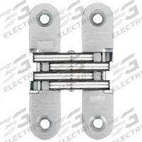 SOSS Concealed Hinge: 2 3/4 in Leaf Ht, 5/8 in Leaf Wd, Full Mortise Mounting, 2 Holes per Leaf (MPN 208US26DPB). Key specifications — Brand: SOSS; Finish: Satin Chromium-Plated.