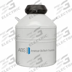 AMERICAN BIOTECH SUPPLY Cryogenic Canister: 33.4 L Capacity, 18 1/4 in Overall Dia, 26 in Overall Ht (MPN ABS SSC 33). Key specifications — Brand: AMERICAN BIOTECH SUPPLY; Material: Aluminum; Includes: LN2 Measuring Ruler.