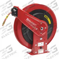 Spring Return Hose Reel: 70 ft (3/8 in I.D.), 1/4 in MNPT x 1/2 in MNPT, 300 psi Max Op Pressure (MPN RS7670 OLP). Key specifications — Reel Color: Black; Hose Capacity: 70 ft (3/8 in I.D.); Overall Dimensions: 19-3/4 in L x 7 in W x 20-1/4 in H; Swivel Material: Nickel Plated Steel; Hose End Configuration: 1/4 in MNPT x 1/2 in MNPT; Brand: REELCRAFT.