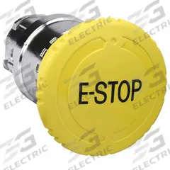 SCHNEIDER Mushroom Head Push Button: 22 mm Mounting Size, Metallic, Maintained (MPN ZB4BS5540). Key specifications — Brand: SCHNEIDER; Action: Maintained; Legend: E-Stop; Series: XB4; Push Button Material Type: Metallic.