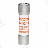 MERSEN Fuse: GFN Series, Midget, Time-Delay, 200 mA, 250 V AC, 13/32 in x 1 1/2 in, Indicating (MPN GFN2/10). Key specifications — Series: GFN; Brand: MERSEN.