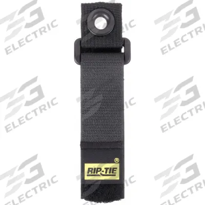 RIP-TIE Hook-and-Loop Cinch Strap: 10 in Lg, 2.50 in, 1 in Wd, 90 lb Tensile Strength - Grommet Mount Hook-and-Loop Cable Ties