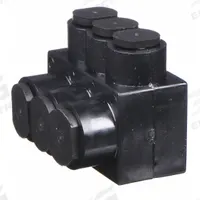 BURNDY Multitap Connector: 3 Port, Single-Sided Entry, 14 AWG – 4 AWG Wire Size, Black (MPN 1PL43). Key specifications — Body Material: Aluminum; Brand: BURNDY.