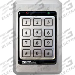 ESSEX Keyless Access Control Keypad: 5 1/8 in Ht, 7/16 in Dp, 3 3/8 in Wd, Stainless Steel, Gray (MPN SKE-34S). Key specifications — Brand: ESSEX; Color: Gray.