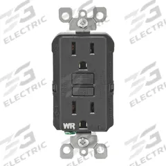 LEVITON GFI Receptacle: Decorator Duplex, 5-15, Black, GFCI, 125V AC, 15 A, 2 Pole / 3 Wire (MPN GFWR1-E)