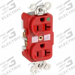 HUBBELL Receptacle: Hospital Grade Fed. Spec., Duplex, 5-20R, Red, 125V AC, 20 A, 2 Pole / 3 Wire (MPN HBL8300RED)