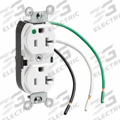 LEVITON Duplex Receptacle/Oultet, 20 Amp: Hospital Grade, Duplex, 5-20R, White, 125V AC, 20 A (MPN 8300-LW)