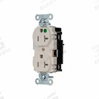 HUBBELL Receptacle: Hospital Grade, Duplex, 5-20R, Light Almond, 125V AC, 20 A, 2 Pole / 3 Wire (MPN 8300STLA)