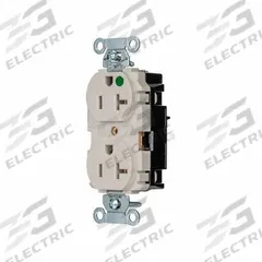 HUBBELL Receptacle: Hospital Grade, Duplex, 5-20R, Light Almond, 125V AC, 20 A, 2 Pole / 3 Wire (MPN 8300STLA)