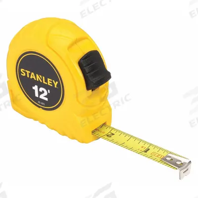 STANLEY Tape Measure: Nonmagnetic Single Hook Tip, 12 ft, Plastic - Standard (Inch) Tape Measures
