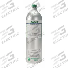 GASCO Calibration Gas: Nitrogen, Disposable, +/-5% Accuracy, CH4/CO/H2S/O2, Calibration Gas (MPN 74L-459S). Key specifications — For Use With: All OEM Gas Detectors; Background Gas: Nitrogen; Brand: GASCO; Gas Mixture: Hydrogen Sulfide 25 ppm; Reusability: Disposable.