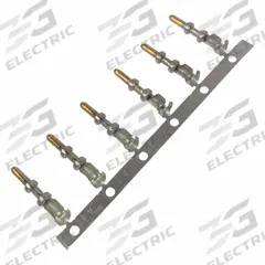 Insulation Support Crimp Contact: Sure-Seal, Male, 18 to 14 AWG, Crimp, Gold, Copper Alloy, 400V AC (MPN 110238-0409). Key specifications — Connection Type: Crimp; Product Packaging Form: 5000-Piece Reel; Brand: SURE-SEAL CONNECTIONS; Pole Material: Copper Alloy; Wire Size: 18 to 14 AWG; Compatible with Series: Sure-Seal; Contact Gender: Male; Plating Material: Gold.