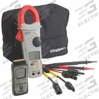 MEGGER Photovoltaic Kit: LCD, 3 V Open Circuit Volt Measurement - Max, Solar Analyzer Kits, PVK330. Key specifications — Includes: DCM340 600A AC/DC Clampmeter; Manufacturer Part Number: PVK330; Brand: MEGGER; Datalogging: No; Display: LCD; Subheading: Solar Analyzer Kits.