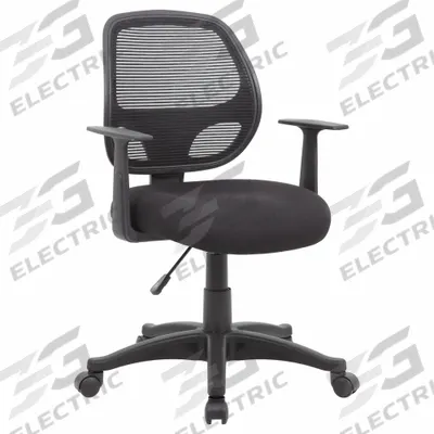 BOSS Office Chair: Black, Fabric & Mesh/Mesh Material, 16 1/2 in Back Ht, 19 in Seat Wd - Fixed-Arm Office Chairs
