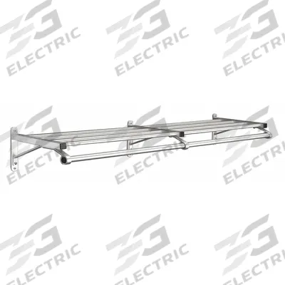 GLARO Wall-Mount Garment Rod: Rod Design (No ) Hooks, 7 in Overall Ht, 60 in Overall Wd - Wall-Mount Coat Hooks