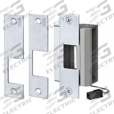 SDC Electric Door Strike: 1 1/4 in Wd, 4 7/8 in Ht, Cylindrical/Mortise - Combination Cylindrical & Mortise Electric Strikes