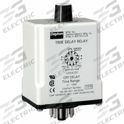 Dayton Single Function Time Delay Relay: Socket Mounted, 240V AC, 10 A, 11 Pins/Terminals - Socket-Mounted Relays