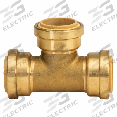APPROVED VENDOR Push-Fit Tee Fitting: 1 in OD x 1 in OD x 1 in OD Size, Brass - Standard Brass Push-to-Connect Tube Fittings