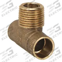NIBCO Sweat Fitting Tee: 1/2 in CTS x 1/2 in CTS x 1/2 in Pipe, Cup x Cup x MNPT, Low Lead Bronze (MPN 713-LF 1/2)