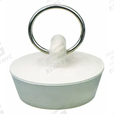 APPROVED VENDOR Drain Stopper: 1 1/4 in Overall Dia, Rubber, White, Push and Pull - Stoppers & Plugs for Sink Drains