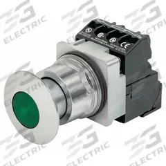 SIEMENS Mushroom Head Push Button: Illuminated, Mushroom Head Profile, Metallic, 30 mm, 1NO/1NC (MPN 52PP2E3AB). Key specifications — Brand: SIEMENS; Action: Maintained; Series: Class 52; Push Button Material Type: Metallic.