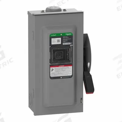 SCHNEIDER Safety Switch: Fusible, 60 A, Three Phase, 600V AC/DC, Galvanized Steel - Fusible Safety Switches