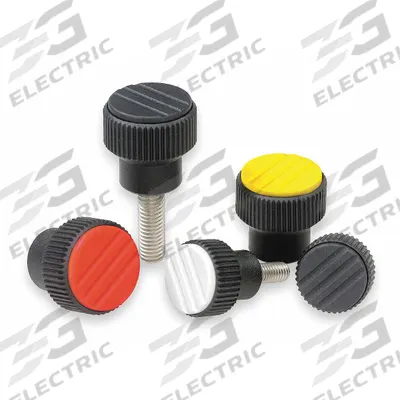 KIPP Hand Knob: Knurled, Plastic w/ SS Thread, 1/4"-20 Thread, 20 mm Thread Lg - Knurled Knobs with Threaded Stud