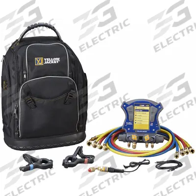 YELLOW JACKET Manifold Gauge: 4 Valves, 4 Hoses, Series TITANMAX - Digital Wireless Manifold Gauge Kits