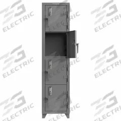 STRONG HOLD Locker: 18 in x 18 in x 75 in, 4 Tiers, 1 Units Wide, 4 Lockers, 18 in x 18 in, Steel (MPN 1.66-4D-18-4T-EK-L). Key specifications — Mounting Style: Surface; Brand: STRONG HOLD; Handle Type: Swing; Locker Color: Gray; Mounting Location: Freestanding; Locker Material: Steel; Frame Assembled: Assembled; Lock Type: Electronic Keypad.