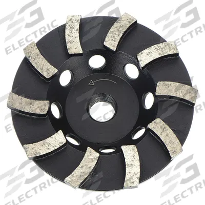 HUSQVARNA Segment Cup Grinding Wheel: Turbo, 4" Dia, 5/8"-11 Arbor, 10 Segment - Turbo Diamond Segment Cup Grinding Wheels