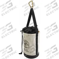 KLEIN TOOLS Bucket Bag: 17 in H, White, Canvas, 0 Pockets, Drawstring, Single Handle With Snap Hook (MPN 5114DSC). Key specifications — attr1118525: KLEIN TOOLS; attr1125037: White; attr1118507: Single Handle With Snap Hook; attr1125041: Canvas; attr1203718: Yes.
