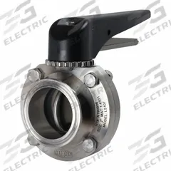 DIXON Butterfly Valve: 1 in Pipe Size, Clamp, 140 psi Max. Pressure (CWP), 304 Stainless Steel, FKM (MPN L5107V100CC-P). Key specifications — Average Surface Roughness (Ra): ≤ 32 micron; Brand: DIXON; Stop Positions: 24; Handle Type: Lever; Body Material: 304 SS; Disc Material: 304 SS.