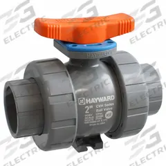 HAYWARD Manual Two-Way Ball Valve: 1/2 in Pipe Size, True Union - Socket & FNPT, PVC, 60°F to 150°F (MPN CVH1050ASTE0A00). Key specifications — Brand: HAYWARD.