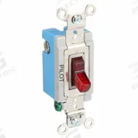 HUBBELL Wall Switch: Toggle Switch, Single Pole, Maintained, Red, 120/277V AC, 15 A (MPN HBL1201PL). Key specifications — Illuminated: No; Voltage Rating: 120/277V AC.