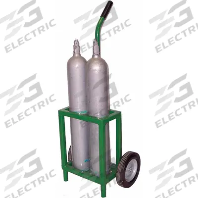SAFTCART Medical Cylinder Cart: 250 lb, 2 Cylinder Capacity, 4 1/2 in Max. Tank Dia. - Two-Wheel Tilt-Back Vertical Medical Cylinder Carts