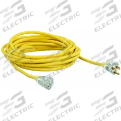 APPROVED VENDOR Extension Cord: Outdoor Use, 25 ft Lg, Outlet, 5-15P, 16/3, SJTOW, Yellow, 125V AC (MPN 4GAA5). Key specifications — Brand: APPROVED VENDOR; Temperature Rating: -58° to 194°F; NEMA Plug Configuration: 5-15P.
