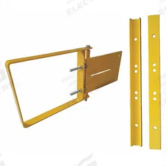 CONDOR Single-Door Metal: Steel, For 34 1/2 in to 38 1/2 in Opening Wd, 11 3/4 in x 1 1/2 in, Adj (MPN 31TT72). Key specifications — Brand: CONDOR; Includes Lock: No; Mounting Location: Flat Bar; Gate Finish/Color: Powder-Coated Yellow.
