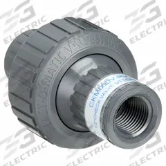 PLAST-O-MATIC Check Valve: Diaphragm, Inline Valve Body, 1/2 in Pipe Size, FNPT x FNPT, PVC, Female (MPN CKM050V-PV). Key specifications — Brand: PLAST-O-MATIC; Diaphragm Material: FKM.