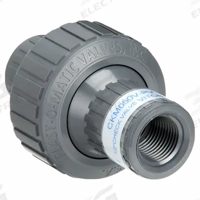 PLAST-O-MATIC Check Valve: Diaphragm, Inline Valve Body, 1/2 in Pipe Size, FNPT x FNPT - PVC Inline Diaphragm Check Valves