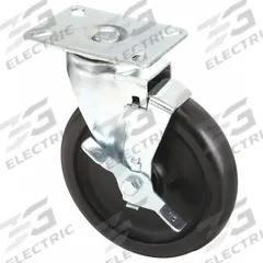 APPROVED VENDOR Plate Caster: Swivel, Side Brake, Polyolefin, 6 in Wheel Dia., 1 1/4 in Wheel Wd (MPN 33H641). Key specifications — Brand: APPROVED VENDOR; Wheel/Tread Color: Black; Roll Up: Swivel with Brake.