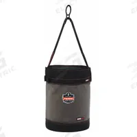 ERGODYNE Bucket Bag: 12 1/2 in W x 17 in H x 12 1/2 in L, Gray, Canvas, 0 Pockets, Buckle (MPN 5960T). Key specifications — attr1118525: ERGODYNE; attr1125037: Gray; attr1125041: Canvas; attr1203718: Yes.