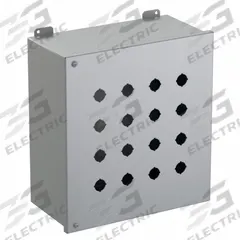 HAMMOND Push Button Enclosure: 22mm, 16 Holes, Carbon Steel, NEMA 12 (MPN 1489MP16). Key specifications — Brand: HAMMOND; Environments & Applications: Indoor Dust & Water Droplets.