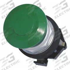 EATON Mushroom Head Push Button: Green, 30 mm Mounting Size, Non-Metallic, Momentary (MPN HT8AEG). Key specifications — Brand: EATON; Action: Momentary; Series: HT800; Push Button Material Type: Non-Metallic.